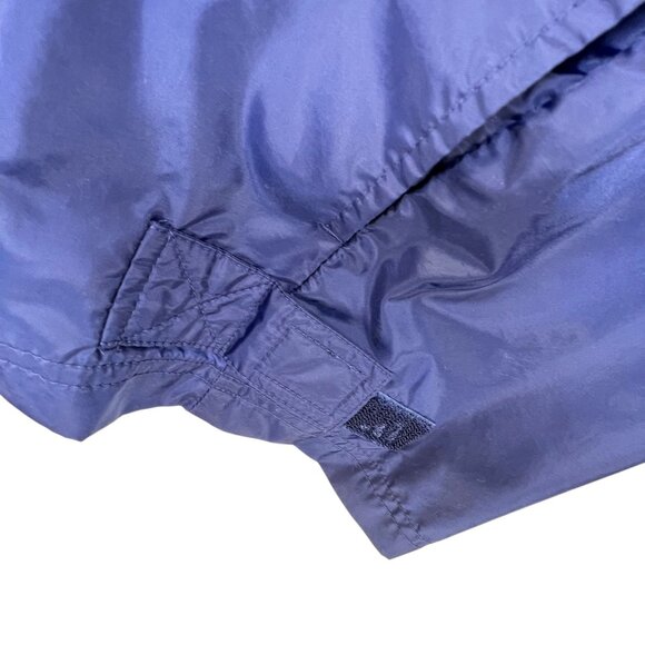 Adidas XL Blue Hooded Windbreaker Jacket Lime Green Stripes Vented Pockets Logo - Picture 11 of 15